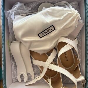 Pashion Footwear “The Sandal” White Heels